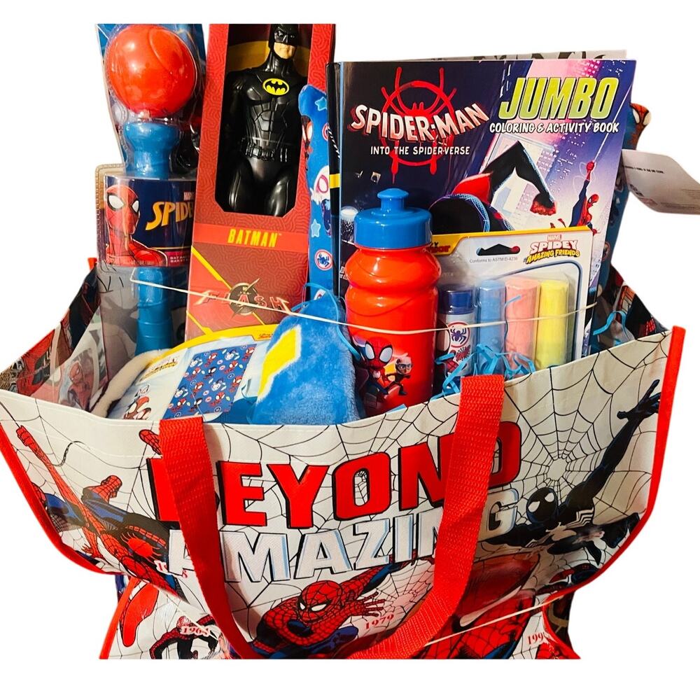 Spider-Man  adorable bundle large plastic bag bundle , bat ball 1 set of chalk